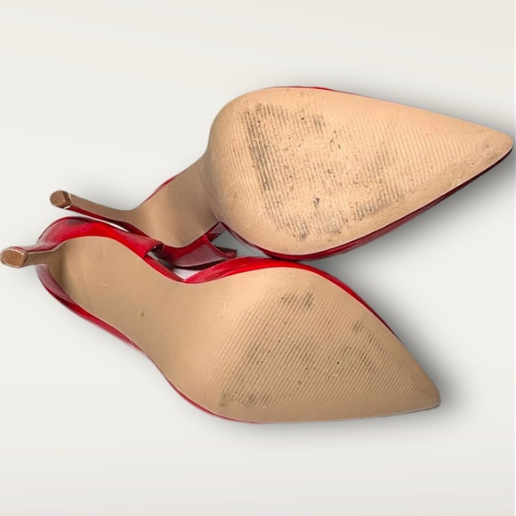 Shoe Dazzle Red Shiny Pointy Toed Heels - Picture 6 of 8